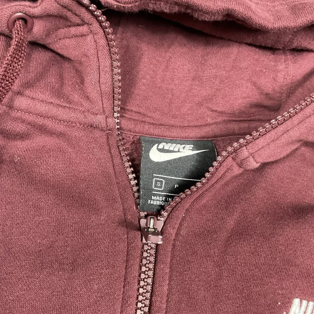 Nike Hoodie Womens S Small Maroon Full Zip Embroidered Swoosh‎ Fleece Sweatshirt